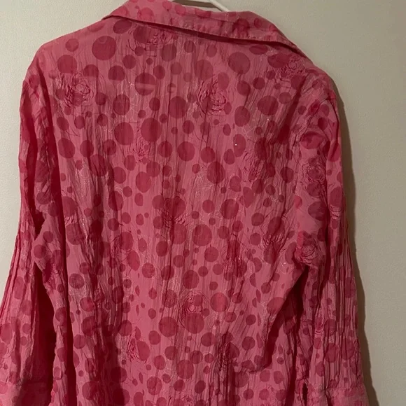 Cato Pink Button‎ Down Women's Shirt 14/16W gorgeous sparkly Polka dots - Picture 4 of 15